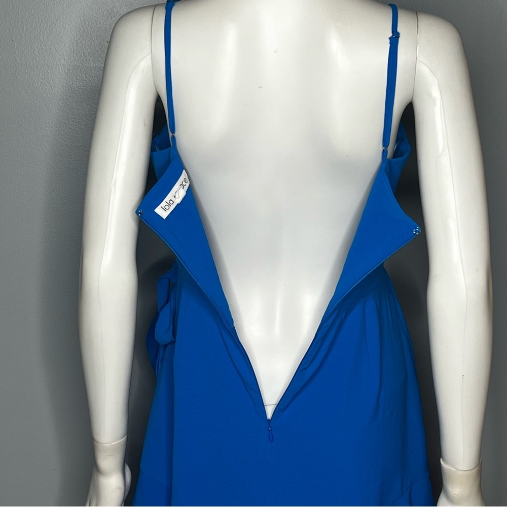 Lola Grace Blue Wrap Mini Dress Sleeveless Adjustable Spaghetti Strap Size L - Picture 5 of 7